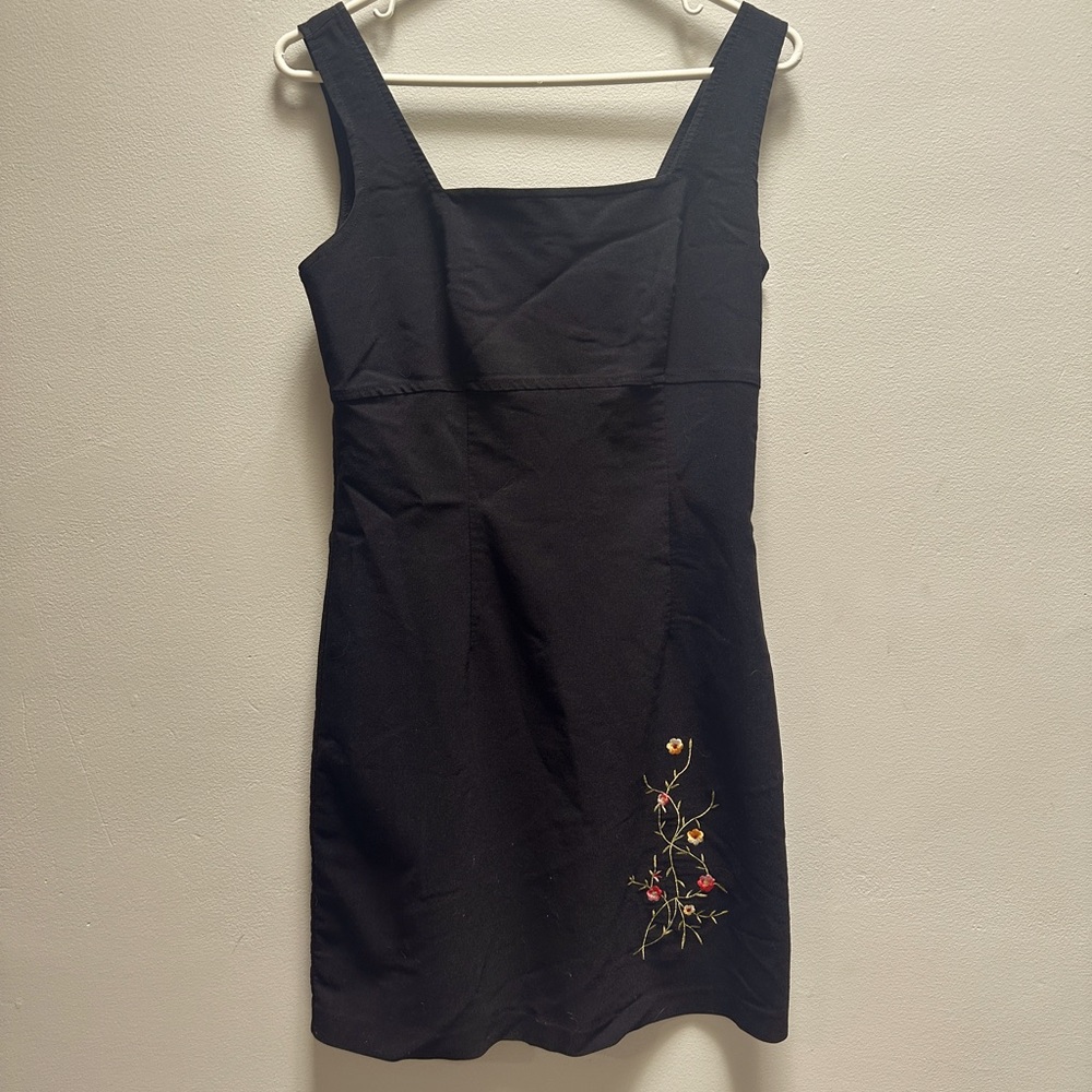 Vintage 90s Embroidered Little Black Dress (Sz S)